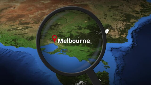 Loupe finds Melbourne city on the map 3d