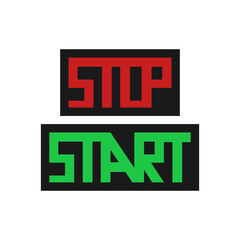 Stop ans start - vector self-made text