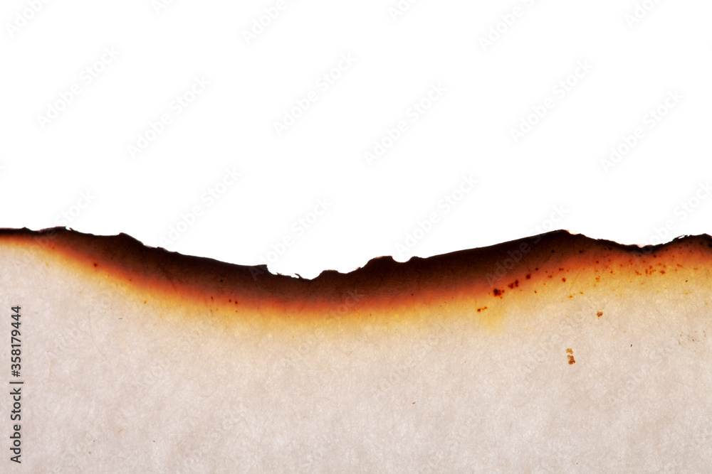 Poster burnt paper edges isolated on white background. template for design