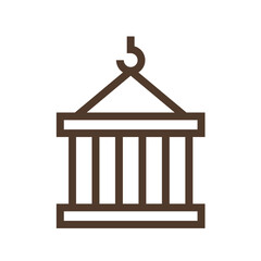 Vector linear icon moving cargo box