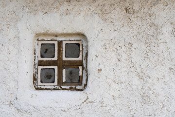 
vintage square window on the wall