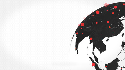 Air pollution. 3d render of abstract globe rotating with multiple red dots symbolyzing the gas emission to the air. © VFX