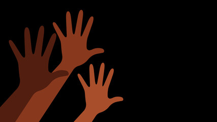 Black lives matter. Hands with different skin colors . Vector illustration with copy space.