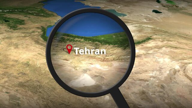 Magnifying glass finds Tehran city on the map