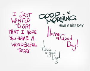 lettering greating cards set isolated set