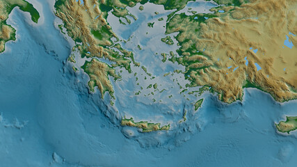Aegean Sea tectonic plate - raster. Physical
