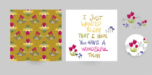 Fototapeta na wymiar tulips vector set floral blooming card minimalistic square
