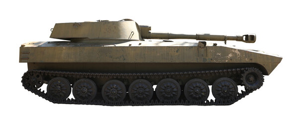 Army tank isolated on white. Military machinery