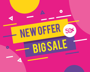 sale banner template, new offer, big sale, fifty percent discount, special offer banner, sale banner template concept vector illustration design
