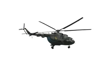 Foto op Canvas Army helicopter isolated on white. Military machinery © New Africa