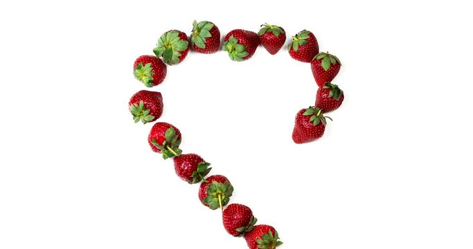 Sweet strawberries move and making heart - Stop motion animation.