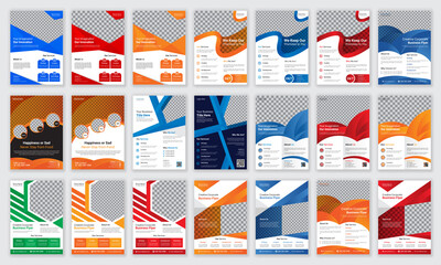 Set of business flyer, brochure, layout, Leaflet templates set. Geometric flyer templates design, easy to use and edit.