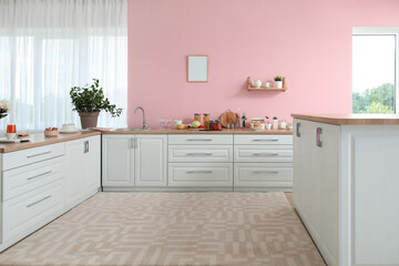 Fototapeta na wymiar Interior of stylish modern kitchen