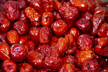 Dried red silverberries in the grocery stock