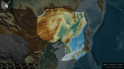 Amur tectonic plate - composition. Relief