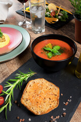 Traditional cold spanish tomato gazpacho soup.