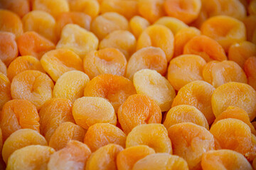 Dried abricot fruits in the grocery
