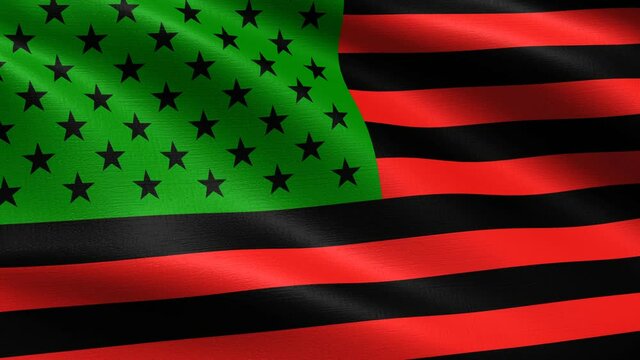 African-American Looping Flag 4K, Seamless looping with highly detailed fabric texture, 4k resolution