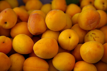 Yellow plums and abricots in the market
