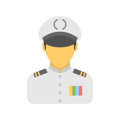 Aircraft pilot icon in flat design style. Airplane captain sign.