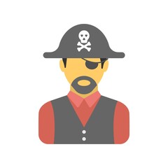 Pirate avatar icon in flat design style. Sailor sign. Logo, mascot design element.
