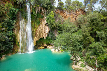 Fototapeta na wymiar Cascade de Sillans (also written as Sillans la cascade) is one of the most beautiful waterfalls in France
