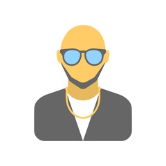 Rapper boy icon in flat design style. Rap guy sign.