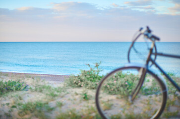 Fototapeta premium Nature bike ride near the sea. Healthy and natural sport concept.
