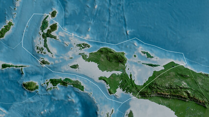 Birds Head tectonic plate - outlined. Satellite