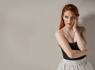 Beauty woman portrait with red hair