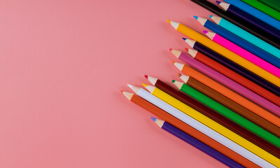 Color pencil in pink background. Back to school