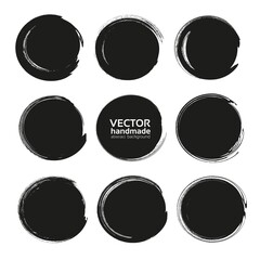 Abstract black round backgrounds from thick black textured paint