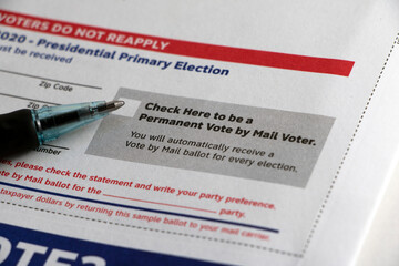Permanent Mail Voter checkbox with pen