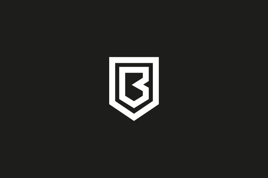 B shield logo design . clean abstract letter B in the shield, vector illustration