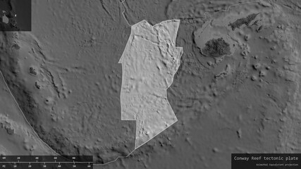 Fototapeta premium Conway Reef tectonic plate - composition. Grayscale