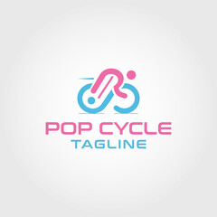 pop bicycle vector logo design template