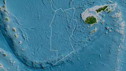 Conway Reef tectonic plate - outlined. Satellite