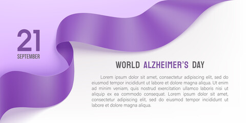 Alzheimer's day poster with ribbon and rose