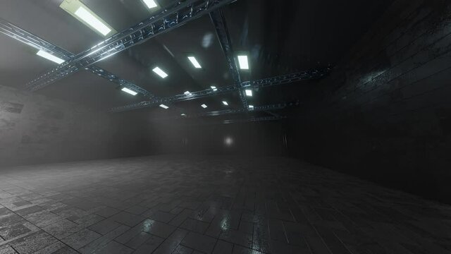 3D rendered animation of empty industrial facility