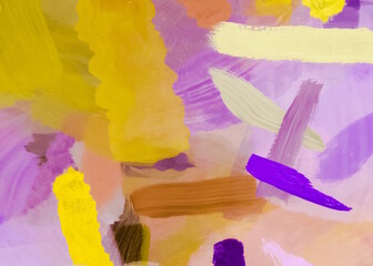 splash brush painting texture abstract background in purple yellow