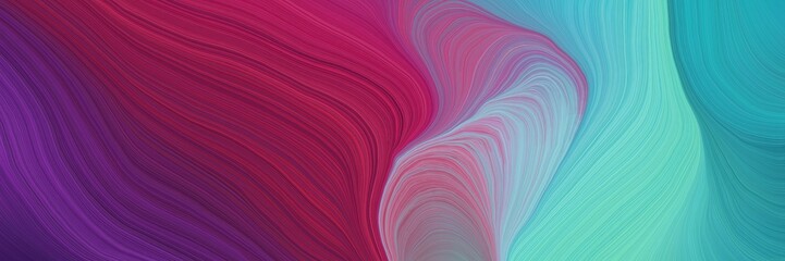 Fototapeta premium colorful and elegant vibrant abstract art waves graphic with elegant curvy swirl waves background design with dark moderate pink, medium aqua marine and moderate pink color