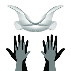 Hands of a child in the hands of mom or dad. Family symbol. Bird symbol.