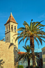 Fototapeta na wymiar medieval church with belfry in the town of Trogir in Croatia..