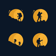 Collection of Mountain climber logo set