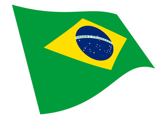 Brazil waving flag graphic isolated on white with clipping path