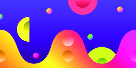 Abstract background Vector illustration Cute composition with wavy and round bright colorful shapes on a purple background