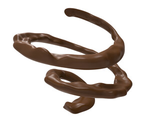 Chocolate twisted splash isolated on white background. 3d illustration