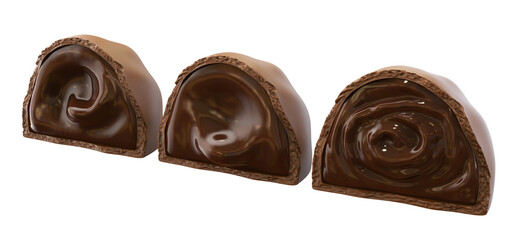 Delicious chocolate filled truffle. isolated background. 3d illustration