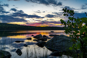 Sunset over lake Ljugaren HDR