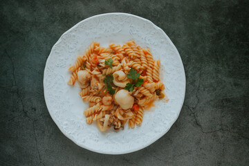 Pasta with Stewed Cuttlefish Dish